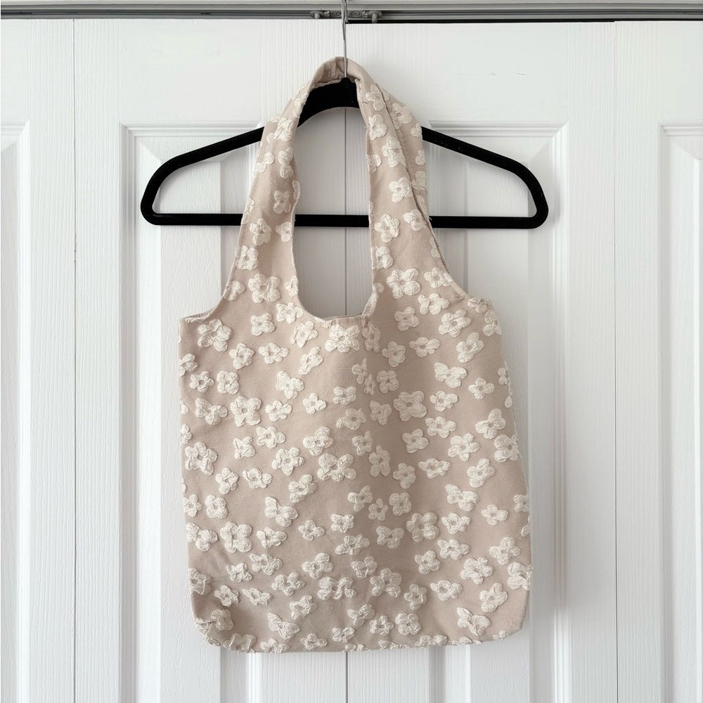 Floral Beige Tote Bag